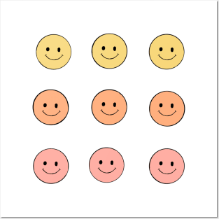 Pastel Smiley Faces Pink Orange Yellow Posters and Art